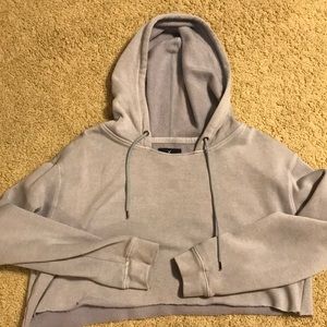 Pastel Blue American Eagle Cropped Hoodie